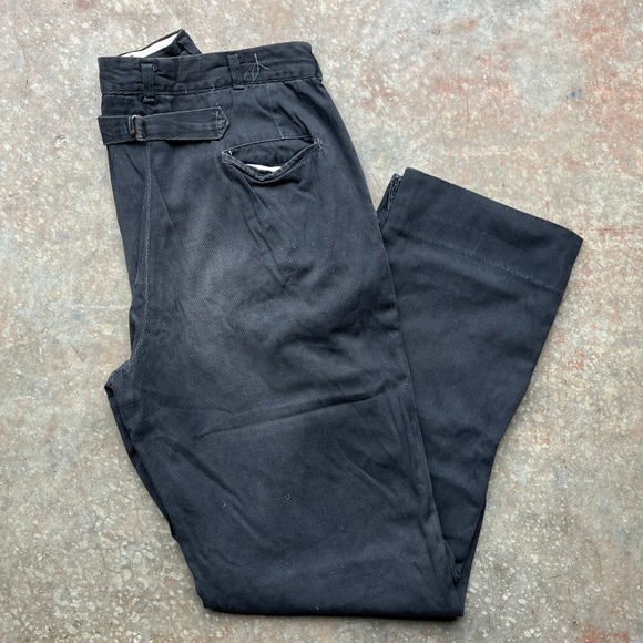 Vintage Other - Vintage 50s 60s Black Striped Buckle Back Workwear Pants Talon Zipper 28x29